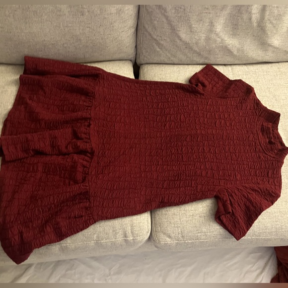 Maroon Textured Dress - Picture 2 of 3